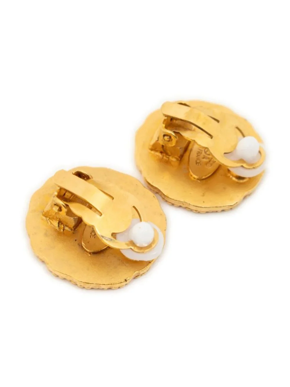 Chanel CC Logo Round Clip Type Earrings Gold Plated